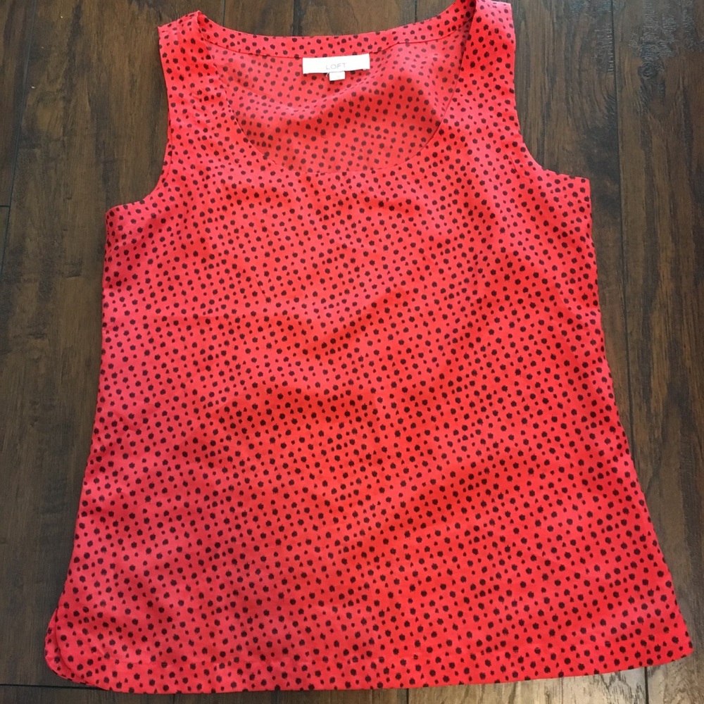 Red and Black Polka Dot Loft Top S